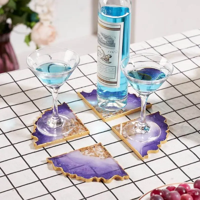 

2Pcs Silicone Interlocked Coaster Mold Irregular Bowl Mats Epoxy Resin Molds Geode Agate Slice Molds Art Crafts Tool