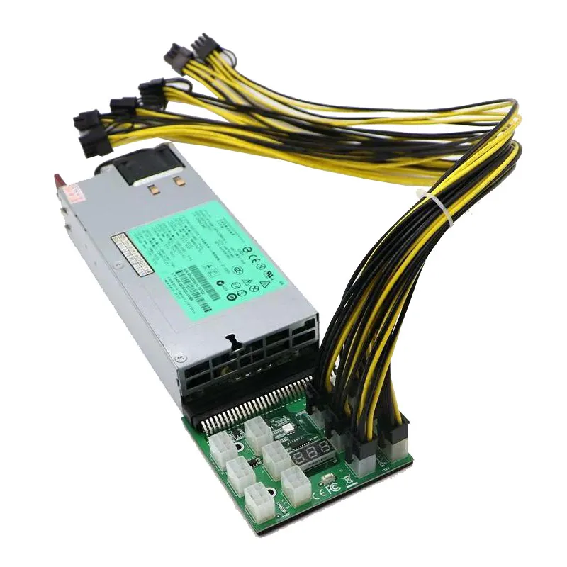 

GPU Mining Power Supply Kit, Breakout Board, 12pcs PCIe 6Pin to 6+2Pin Power Cable, 1200W