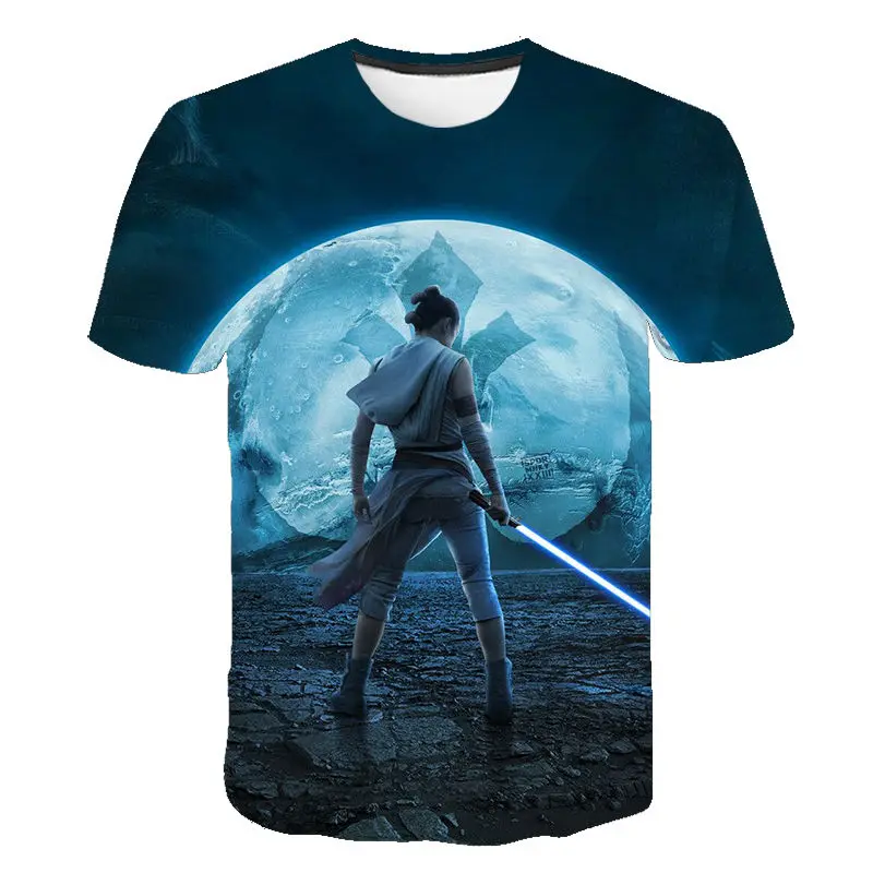Модная футболка с 3D принтом Звездные войны рисунком летняя повседневная круглым