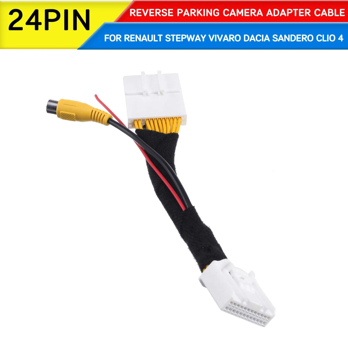 

1pcs Original 24Pin Video Input Switch Reverse Parking Camera RCA Adapter Cable For Renault Stepway Vivaro Dacia Sandero Clio 4