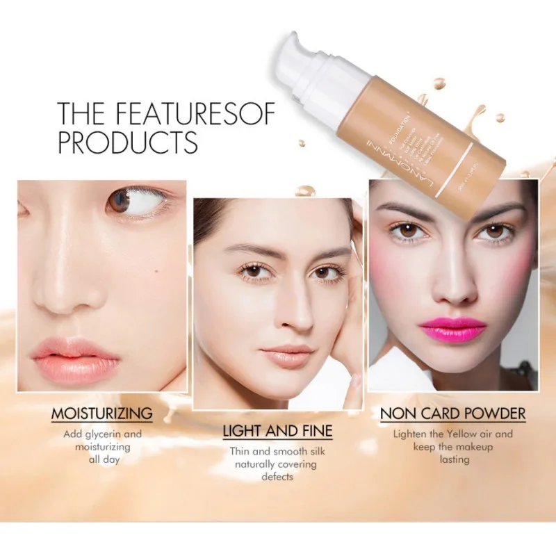 Оптовая продажа увлажняющая Обложка дефекты даже цвет кожи Жидкая Основа