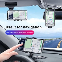 dashboard car phone holder 360 degree rearview mirror sun visor car gps navigation bracket with parking card