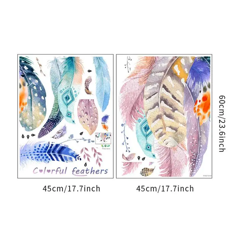 

Unique Color Feather Self Adhesive Wall Stickers Bedroom Living Room Wall Stickers Warm Beautification Removable Pvc Decorative