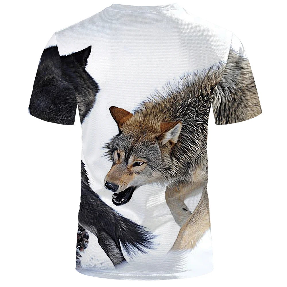 

2021 Latest Hot Selling Summer Autumn Men's 3D Animal Wolf Print Round Neck Short Sleeve T-Shirt streetwear men clothing Tops