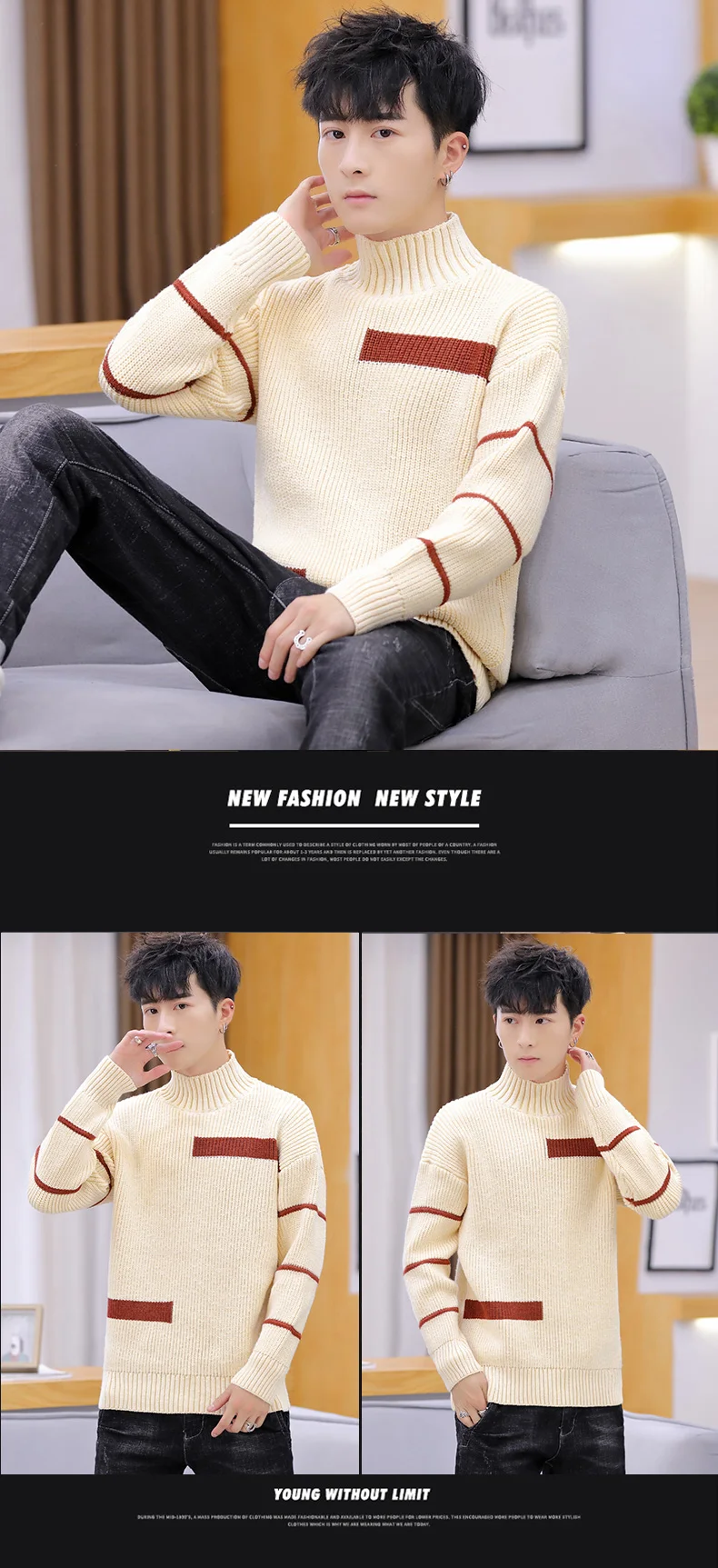 Winter High Neck Thick Warm Sweater Men Turtleneck Brand Mens Sweaters Slim Fit Pullover Men Knitwear Male clothes