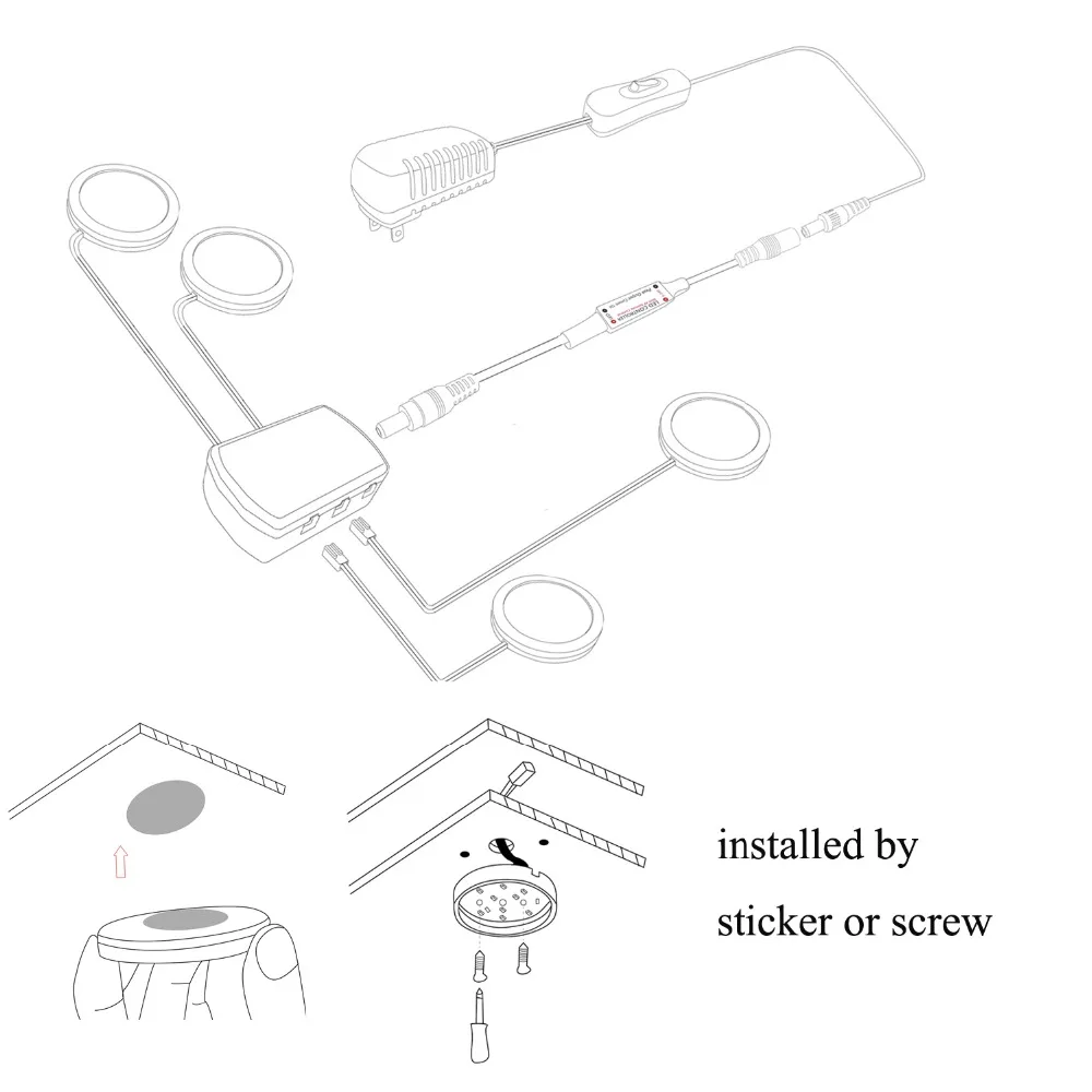 

AIBOO LED Under Cabinet Light kitchen Puck Under Counter lights with Wireless RF Remote Dimmable for Shelf Furniture Lighting