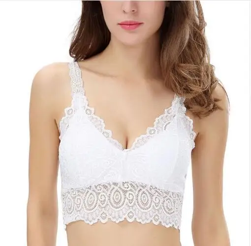 wokeayer New Sexy Women Lace Crochet Bralette Bralet Bra Bustier Crop Top Floral Cami Padded Tank Tops | Женская одежда