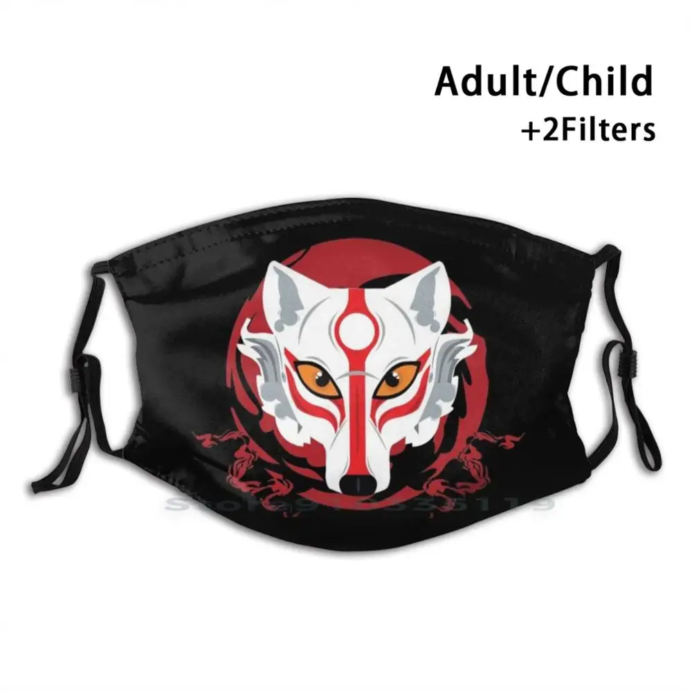 

Kitsune японская лиса печати многоразовые Pm2.5 фильтр DIY рот Маска Дети Kitsune лиса красный белый черный японский
