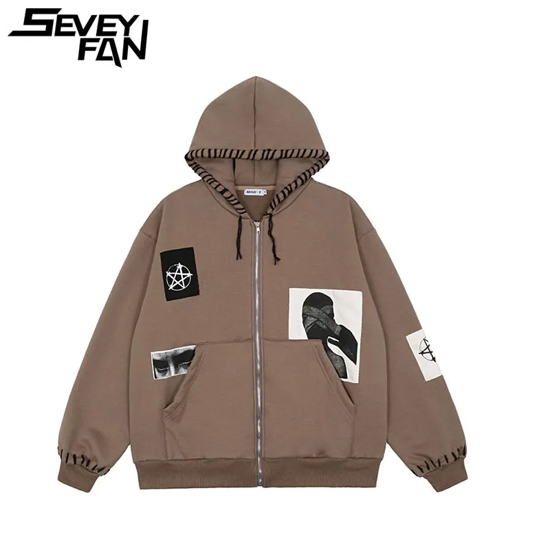 

Свитшот с принтом SEVEYFAN, мужской модный Свободный пуловер с длинным рукавом, Толстовка для мужчин