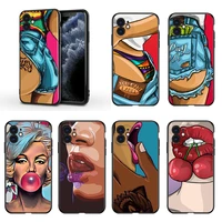 sexy big girl art for apple iphone 13 12 11 mini xs xr x pro max se 2020 8 7 6 5 5s plus black silicone phone case