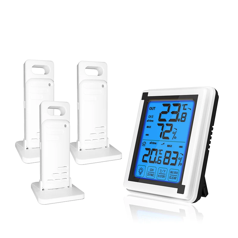 

Wireless Weather Station ℃/℉ Thermometer Touch Screen Outdoor Forecast Sensor Backlight Digital Hygrometer with Holder Magnetic