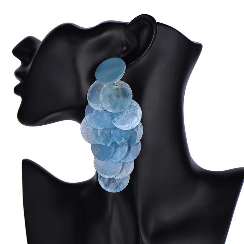 Женские серьги с кисточками Za эффектные синие круглые серьги-подвески в богемном