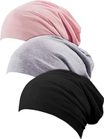 satinior 4 pieces satin lined sleep cap slouchy beanie slap hat for women