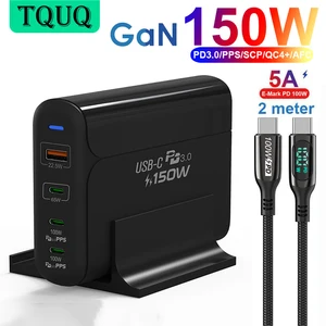 tquq 150w gan usb c power adapter4port pd 100w pps 65w 45w qc4 0 fast charger for macbook iphone samsung hp dell xiaomi laptops free global shipping