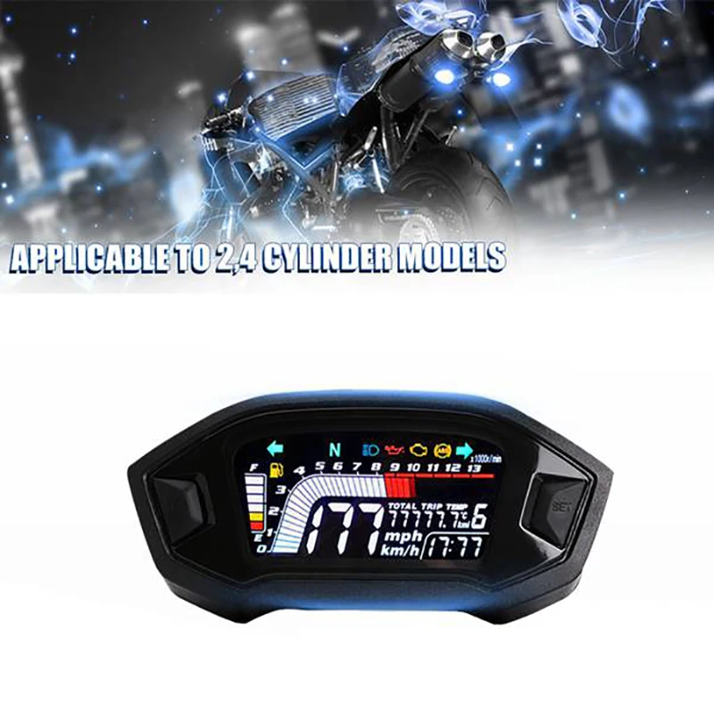 

Motorcycle Lcd Cylind for 1,2,4 Cylinder Instrument Speeeter 13000 Rpm Color Display Meter Oeter Tachometer