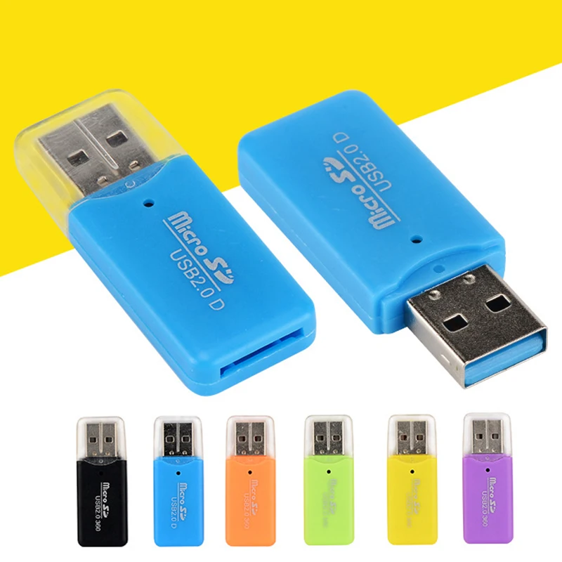 1pcs Random Color Plastic Mini Portable Memory Card Reader For TF Micro SD Card USB 2.0