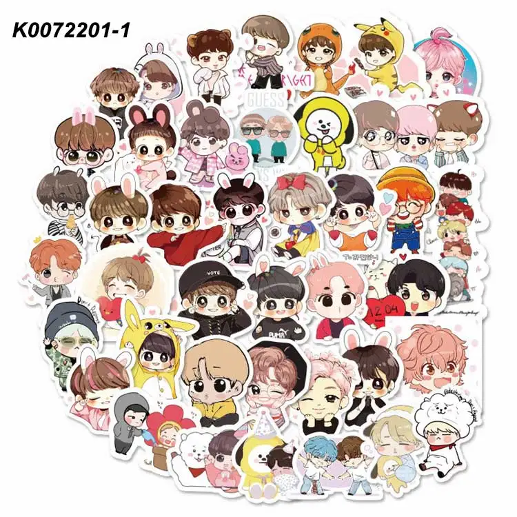 40 шт./компл. дети мультфильм водонепроницаемый Bangtan наклейки для мальчиков забавные Bangtan Expression наклейки девушка журнал бутылка Moble ноутбук