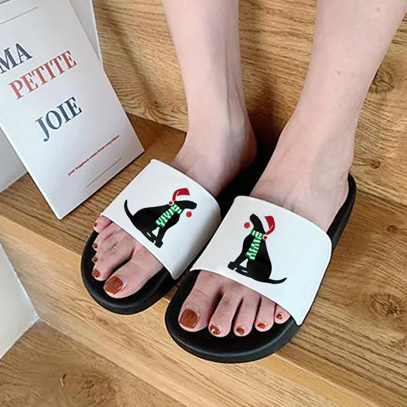 

Fun Cartoon Kawaii Dog Wear A Hat Printed Slippers Outdoor Wear At Home Women Slippers New Summer Lady Slippers Indoor Slippers