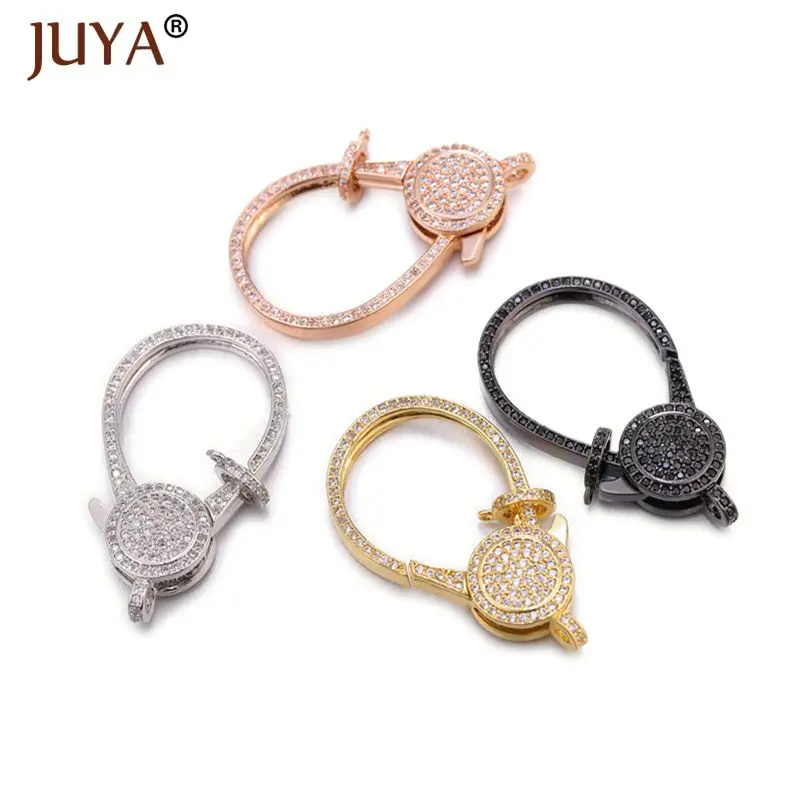 

Juya Luxury Zircon Lobster Clasps Trendy Hooks Connectors for Jewelry Making DIY Beaded Bracelets Necklaces Accessories Supplies