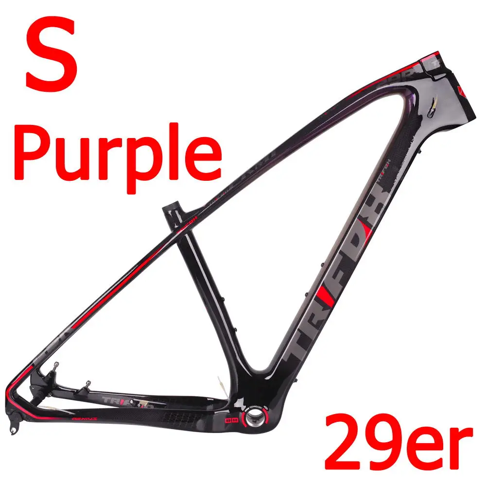 S- Purple TRIFOX горный углерода велосипед рама 15,5/17/19 дюймов MTB углеродная рама 29er горный велосипед рама+ сиденье зажим+ гарнитура 2 года гарантии - Цвет: S- Purple