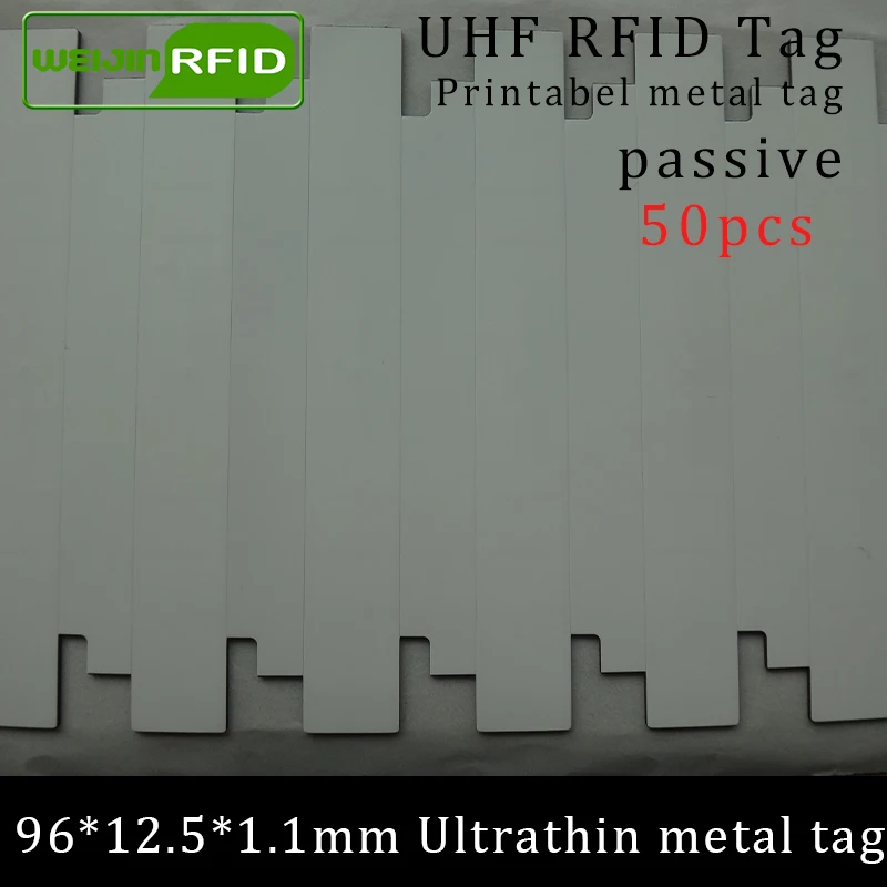 UHF RFID ultrathin anti-metal tag 96*12.5*1.1mm 915m 868m Impinj NXP 50pcs free shipping printable synthetic passive RFID tags
