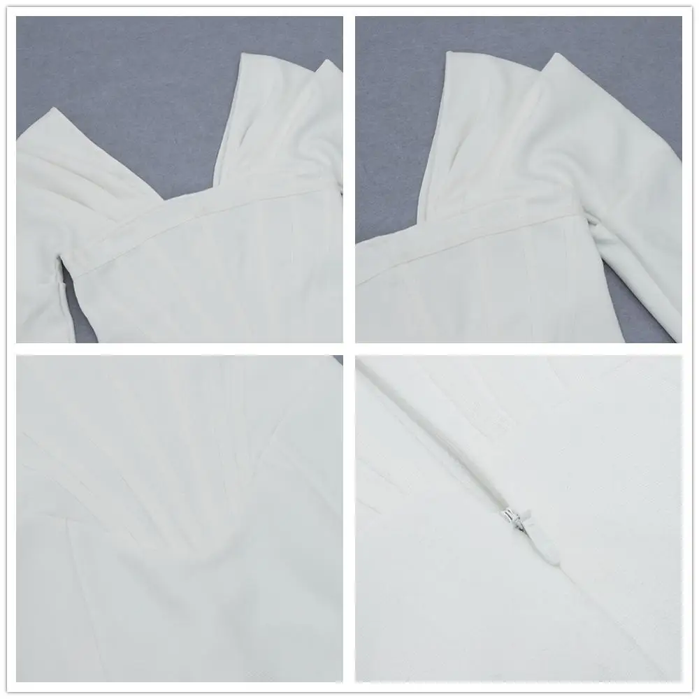 

Bandage 2020 New Summer Party Club Midi Dress Women Clothes White Sexy Dress Long Sleeve Bodycon Wrap High Waist