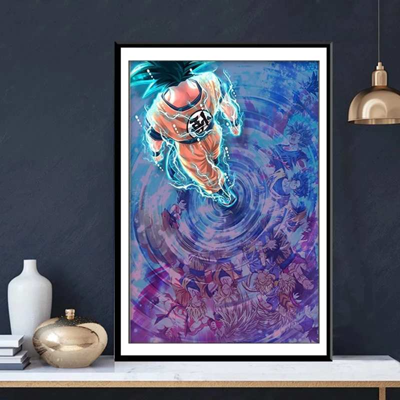Настенное искусство драконий жемчуг Гоку вид сзади волна воды холст живопись