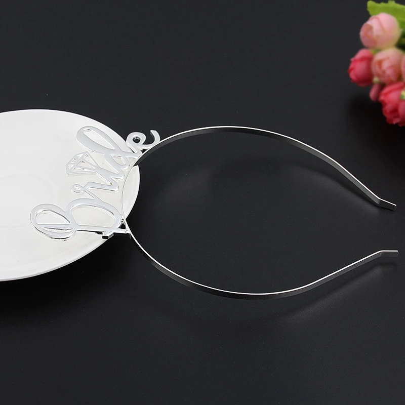 Bride Crown Hairband Girl Wedding Hair Accessories Rose Gold Silver Children Party Hoop Handmade Alloy Hairbands Marry Gift | Детская