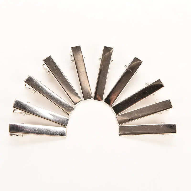 50 шт. Серебристые плоские металлические заколки для волос аллигатора бантов