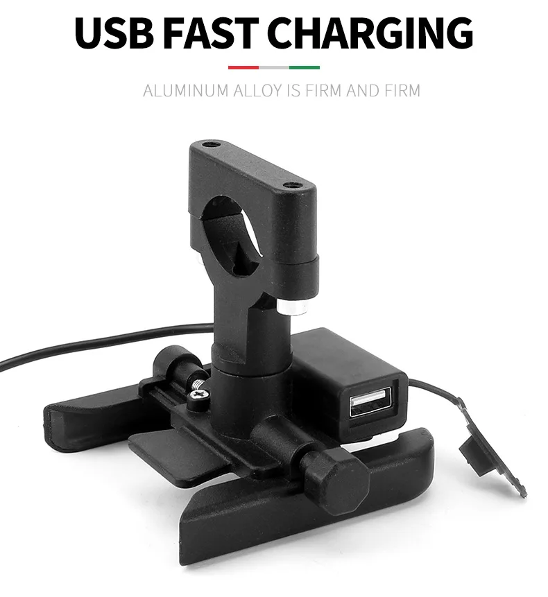 YPAY алюминиевый держатель для телефона мотоцикла с USB зарядным устройством регулируемое зеркало для руля мотоцикла велосипеда 4-6,5 дюймов крепление для мобильного телефона