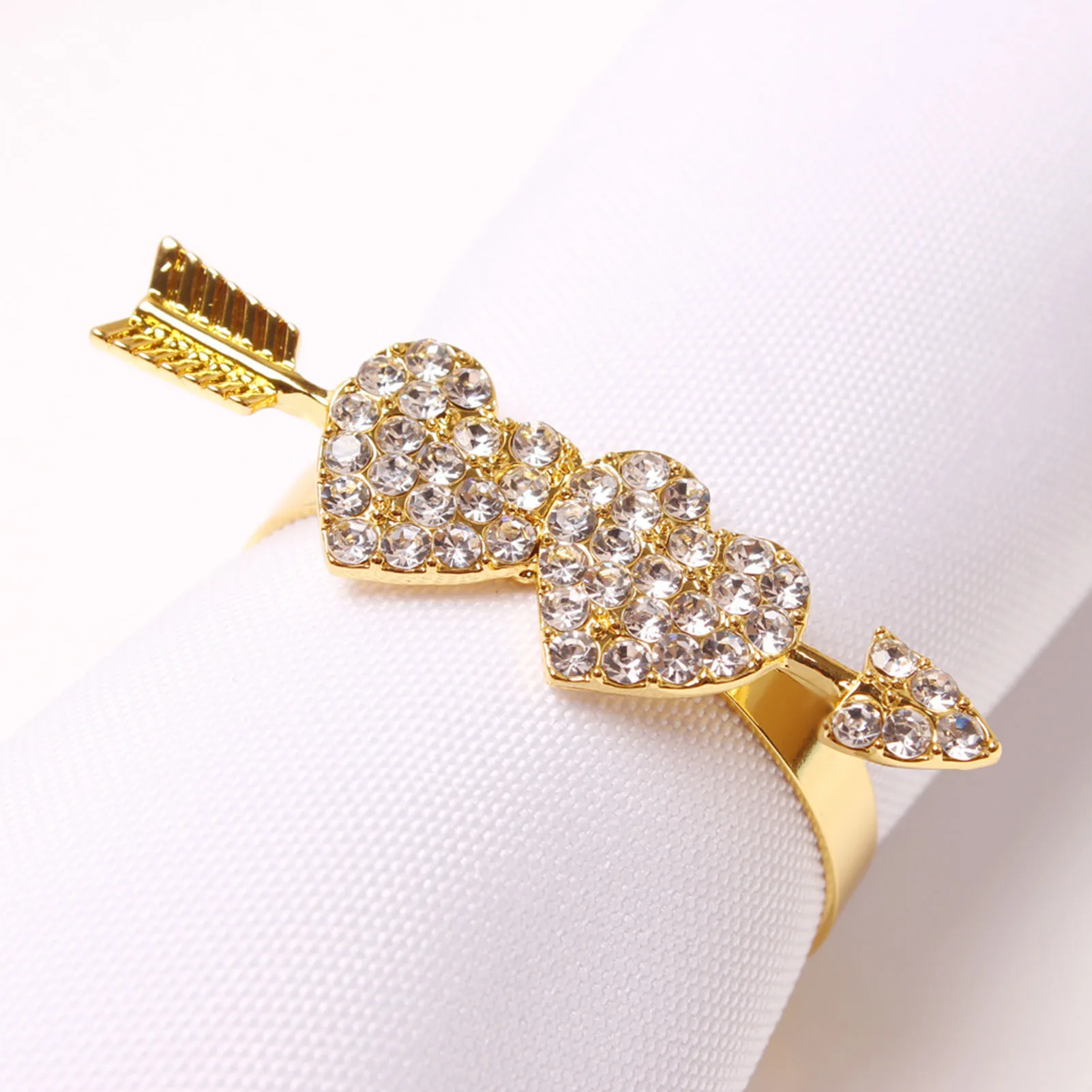 

1/10Pcs Valentine Napkin Ring Buckle Alloy Artificial Rhinestones Heart-shaped Napkin Ring Holder For Decorate Napkins