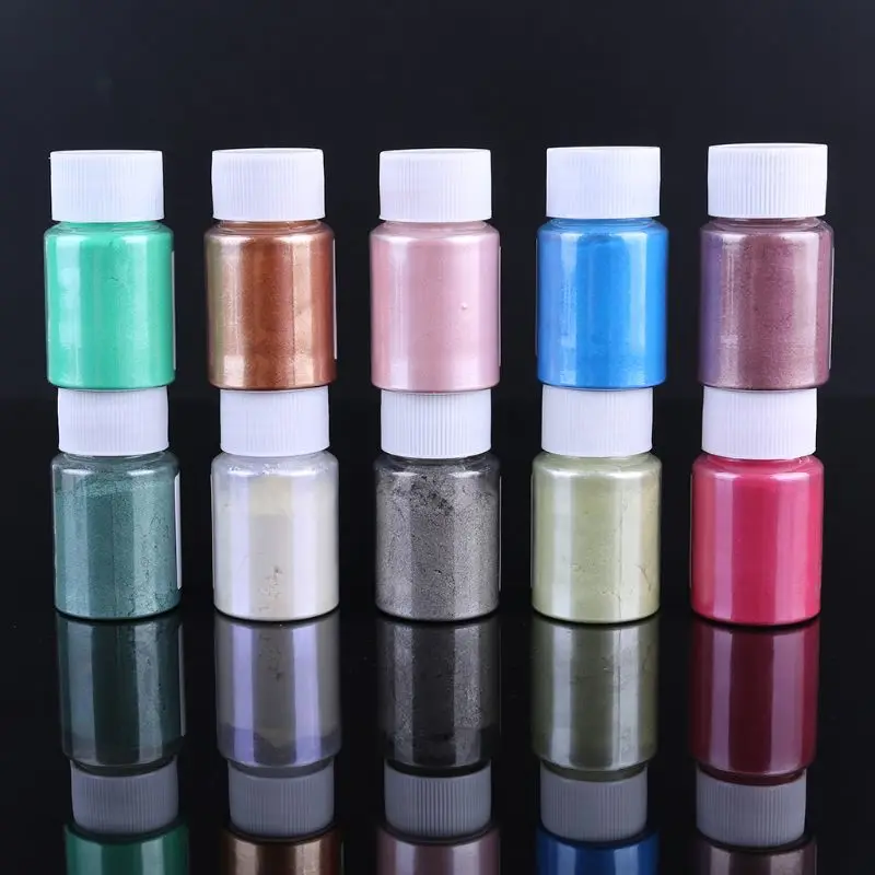 

10 Pcs/set DIY Handmade Soap Color Pearlescent Powder Mica Jewelry Crafts Making Filled Epoxy Pigment