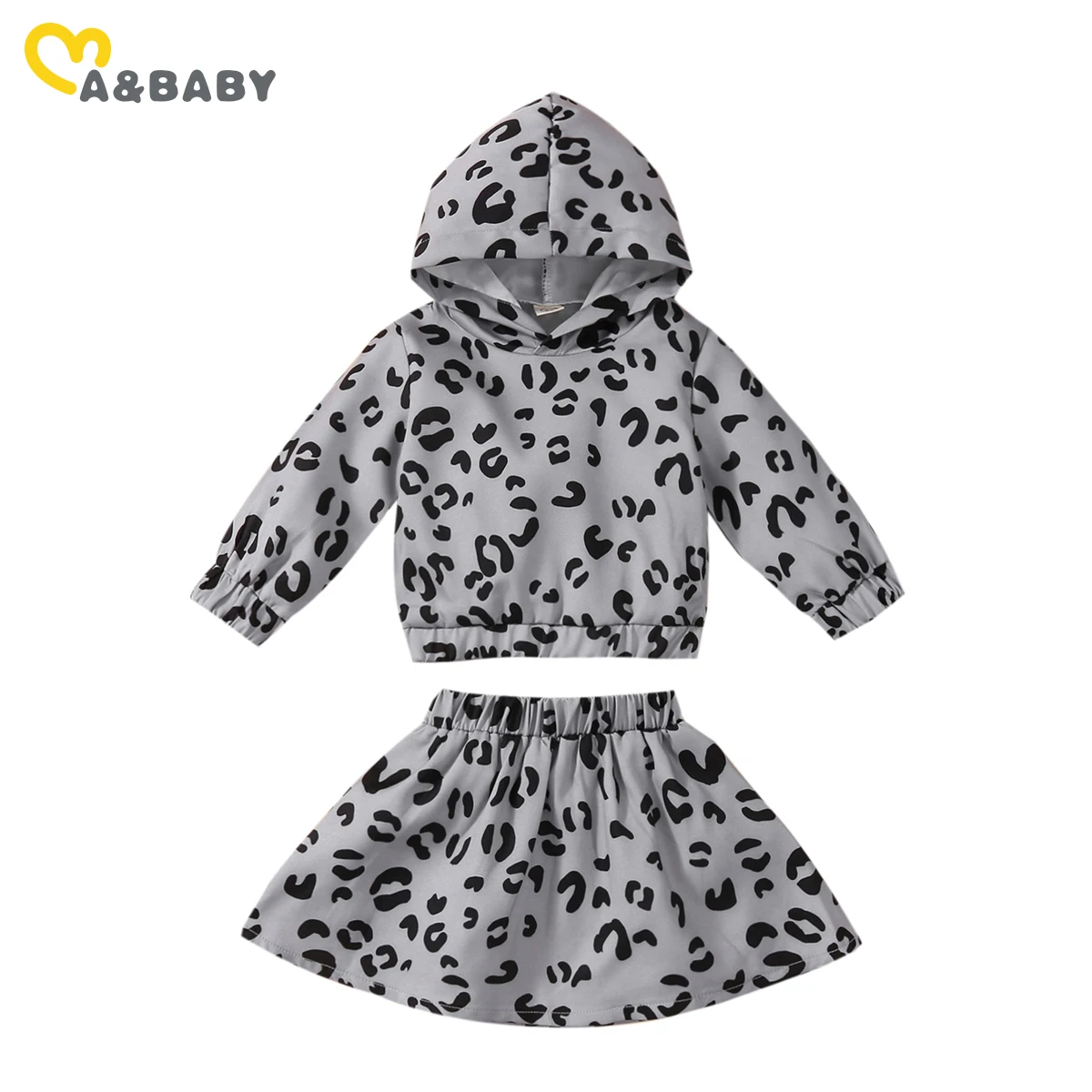 Женский костюм с капюшоном Ma &amp Baby Свитшот и юбка леопардовым принтом осень-весна
