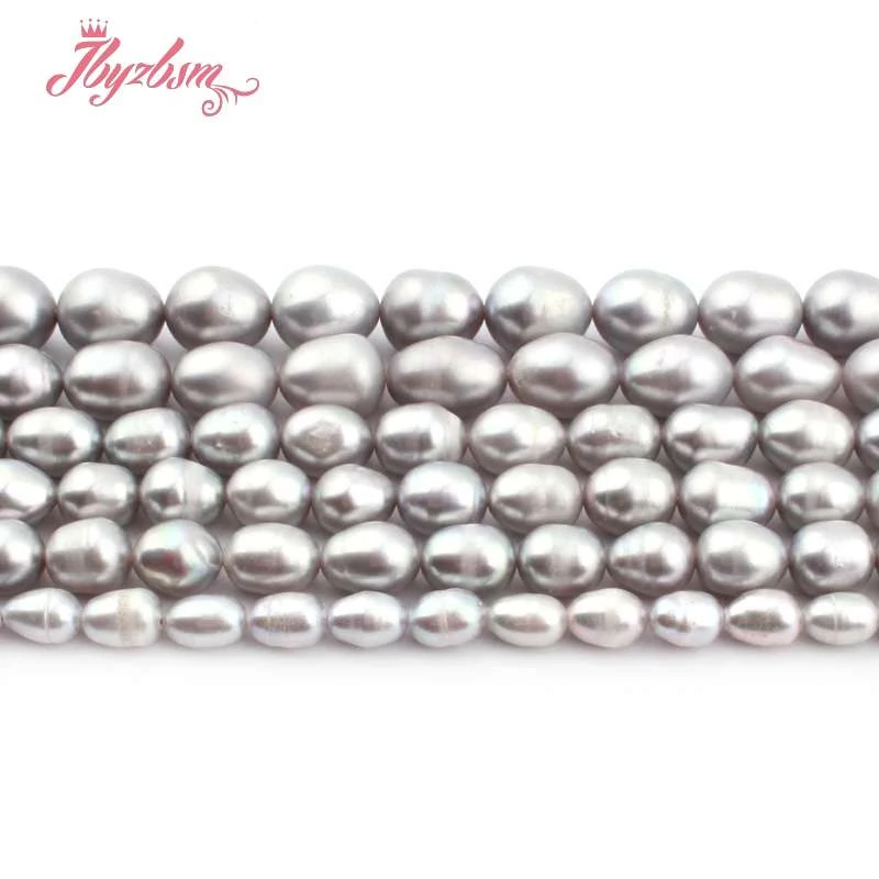 Бусины из натурального камня для ожерелий серых овальных бусин с пресноводным