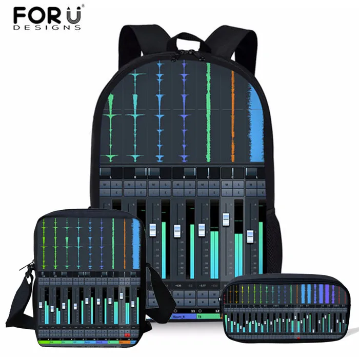 FORUDESIGNS/панк громкоговоритель печать школьные сумки для мальчиков, детская школьная сумка, Детский Школьный рюкзак 3 шт./компл. Детские книжные сумки ручка Mochila - Цвет: W2999C-E-K