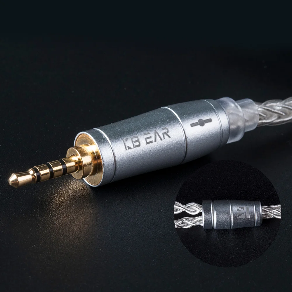 Обновленный серебристый кабель KB EAR 8 Core 2pin/MMCX/QDC с кабелем для наушников 2 5/3 5/4 4 Для