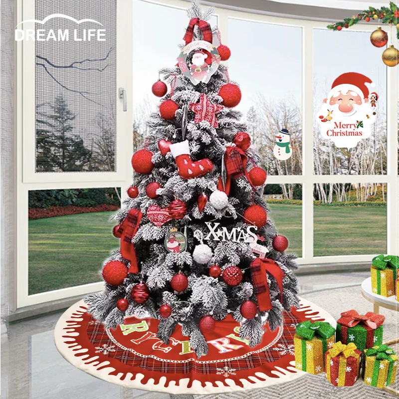

Christmas Decorations 90/122CM Cartoon Printed Christmas Tree Dress Creative Bottom Dress Accessories Festival Home Room Decor