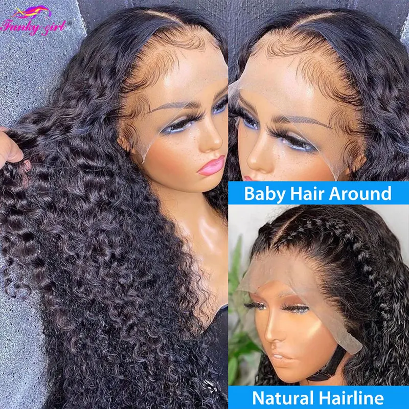 30 32Inch Transparent 13X4 Human Hair Lace Frontal Wigs Peruvian Water Wave Lace Front Wig For Women Remy Hair Lace Closure Wig