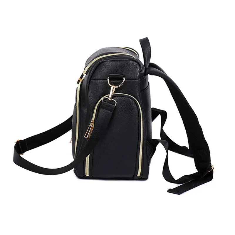 Bolsa de pa&ntilde;ales de cuero PU para beb&eacute;, mochila de gran capacidad, bolsas de pa&ntilde;ales de maternidad de alto grado, bolsa de almacenamiento para cochecito, bolsa de lactancia-3