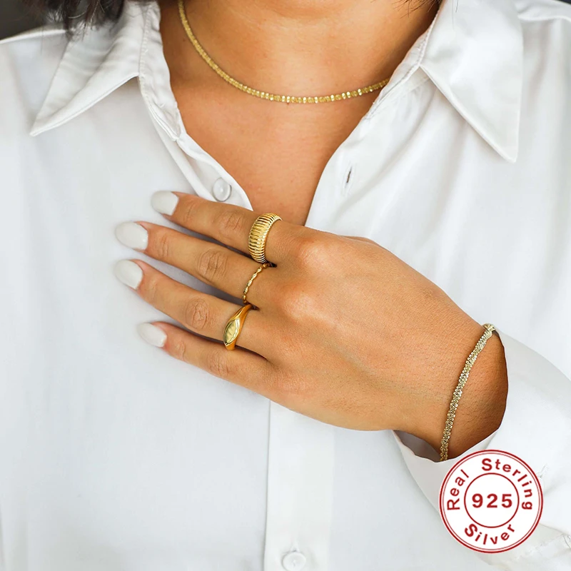 

BOAKO Trendy 100% 925 Sterling Silver Finger Rings For Women Minimalist Smooth Twist Rings Fine Jewelry Bague femme anillos W5
