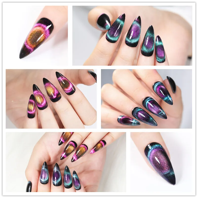 LILYCUTE, 5 мл, 9D, Auroras, магнитный гель кошачий глаз, набор, долговечный Блестящий лазер для ногтей, художественный Гель-лак для ногтей, впитывающий УФ-Гель-лак