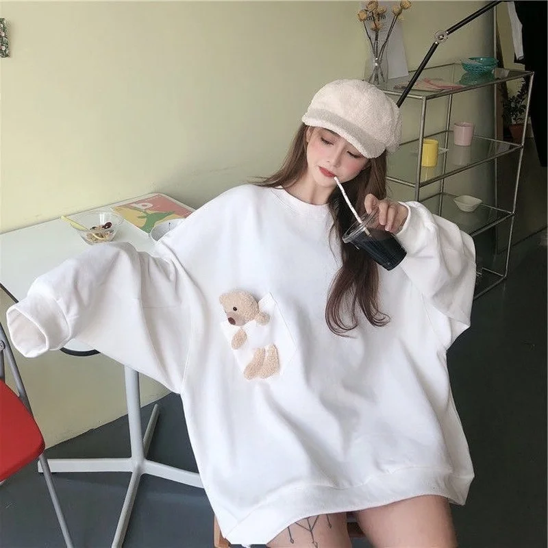 HOUZHOU Oversized Hoodie Kawaii Cute Streetwear Women Pullovers Korean Fashion Designer Soft Girl Aesthetic Female Sweetshirts