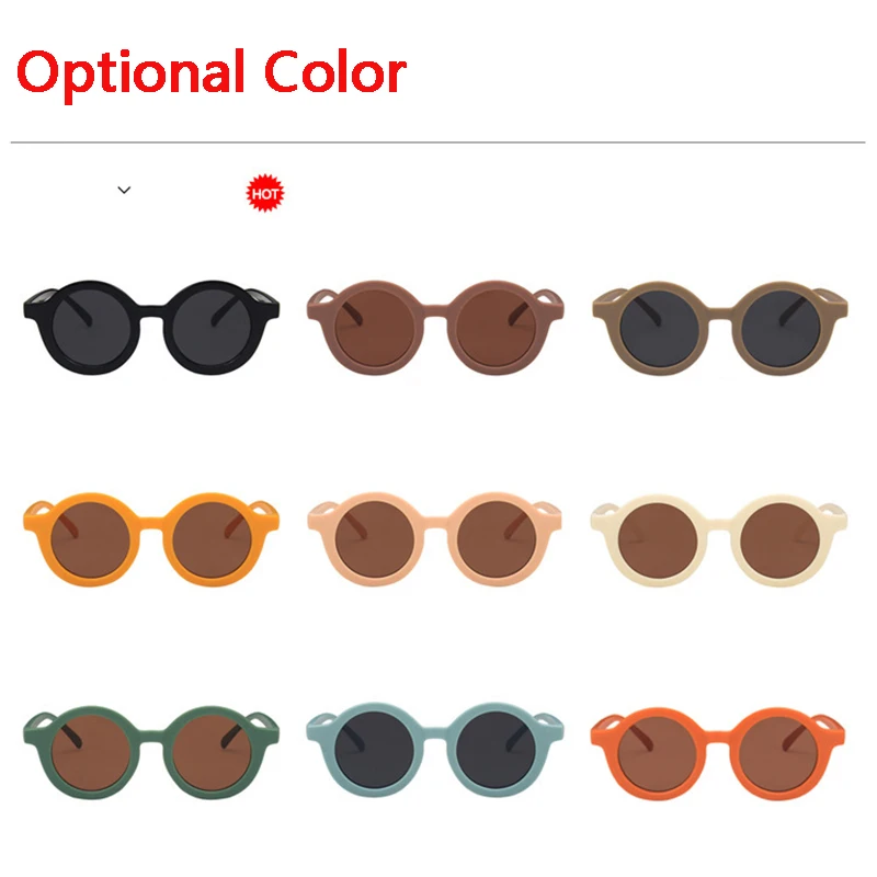 

Children's Round Frame Sunglasses 2021 New Cream Color Trendy Male And Female Baby Sunscreen Sun Glasses Zonnebril