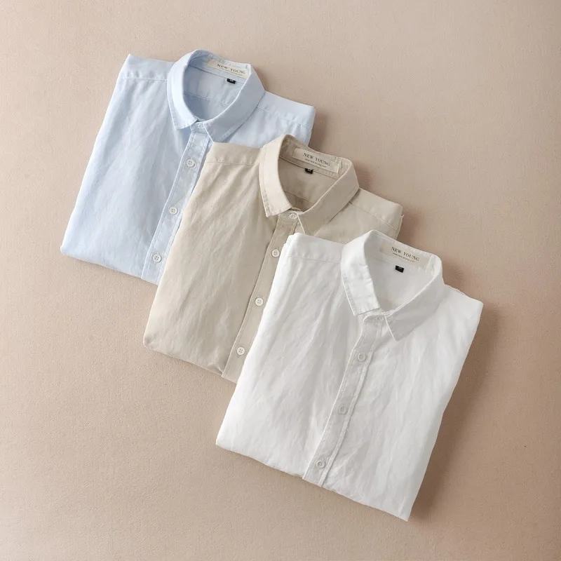 Spring New White Thin Section Fresh Breathable Long-sleeved Linen Shirt Men's Beach Casual Sunscreen Cotton and Linen Shirt Men