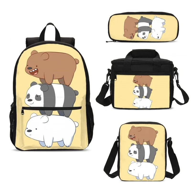 4 шт./компл. портфель школьные сумки для мальчиков и девочек милые Мультяшные