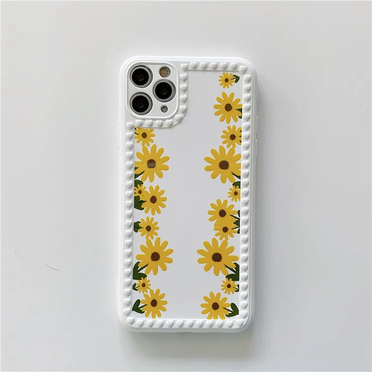 

Retro Sweet yellow flowers Japanese art case For iPhone 11 Pro Max kawaii case Cute cover for iPhone XS XR X 7 8 Plus 7Plus Case