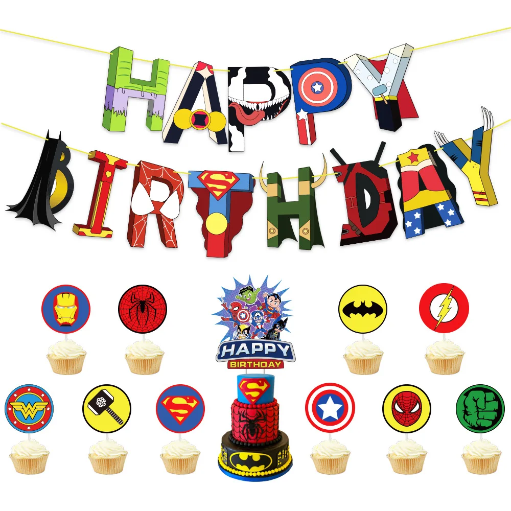 Juego de globos con dise&ntilde;o de superh&eacute;roes de Marvel para ni&ntilde;os, Set de decoraci&oacute;n para fiesta de cumplea&ntilde;os, suministros para Baby Shower-4