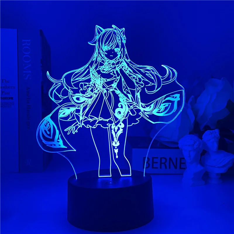 Аниме Genshin Impact Night светильник 3D Illusion Lamp горячий игровой для украшения спальни