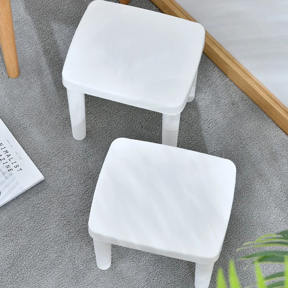 

1Pc Household Children Stool Bathroom Square Low Stool Non-slip Stool (White)