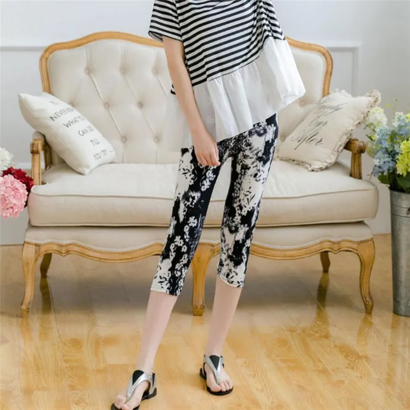 

VIIANLES Women Fashion Flower Printed Skinny Leggings Pants Fitness Leggins White Running Capris Gym Girl